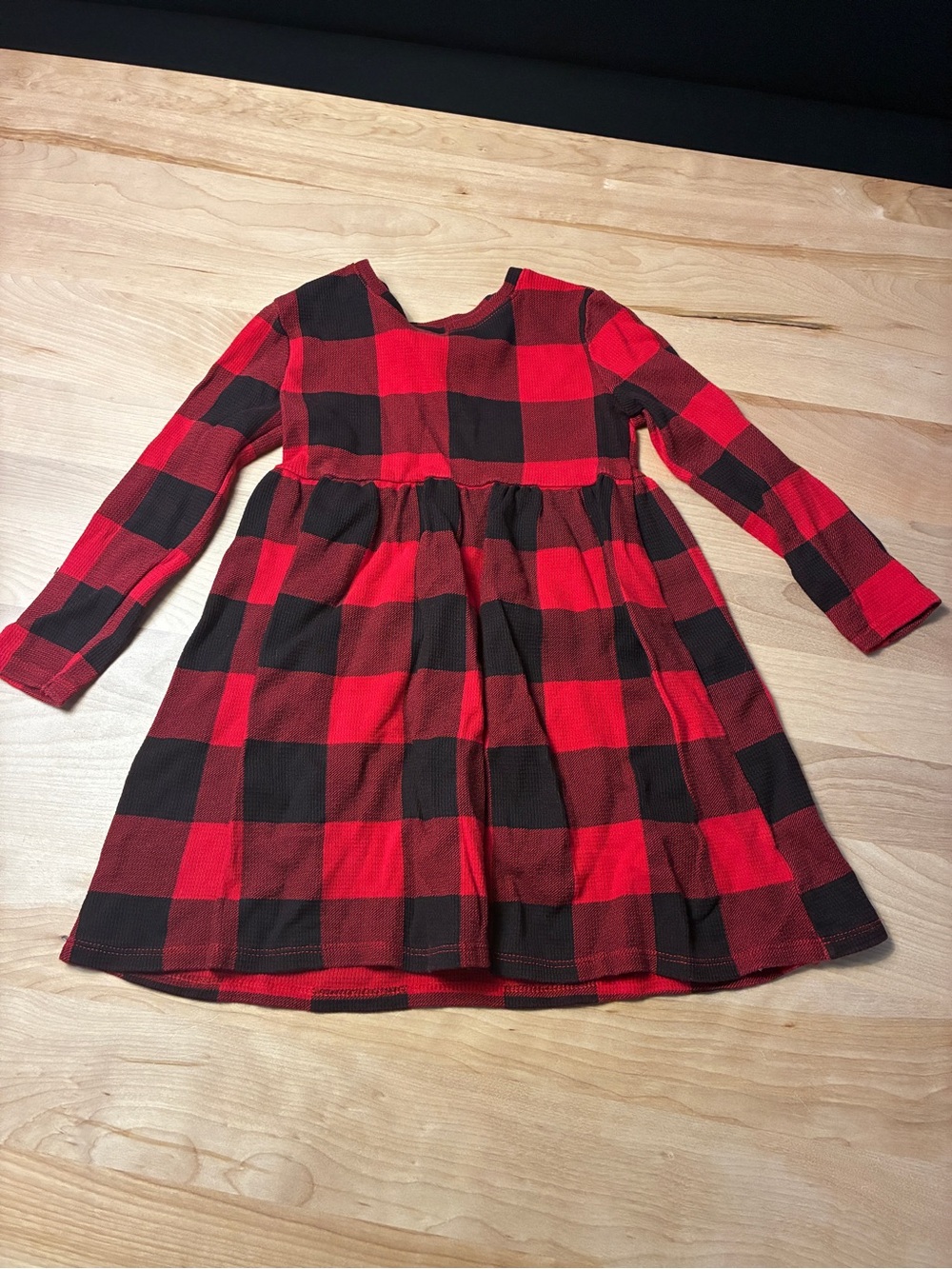 Old Navy Red and Black Buffalo Plaid Long-Sleeve Girls Dress